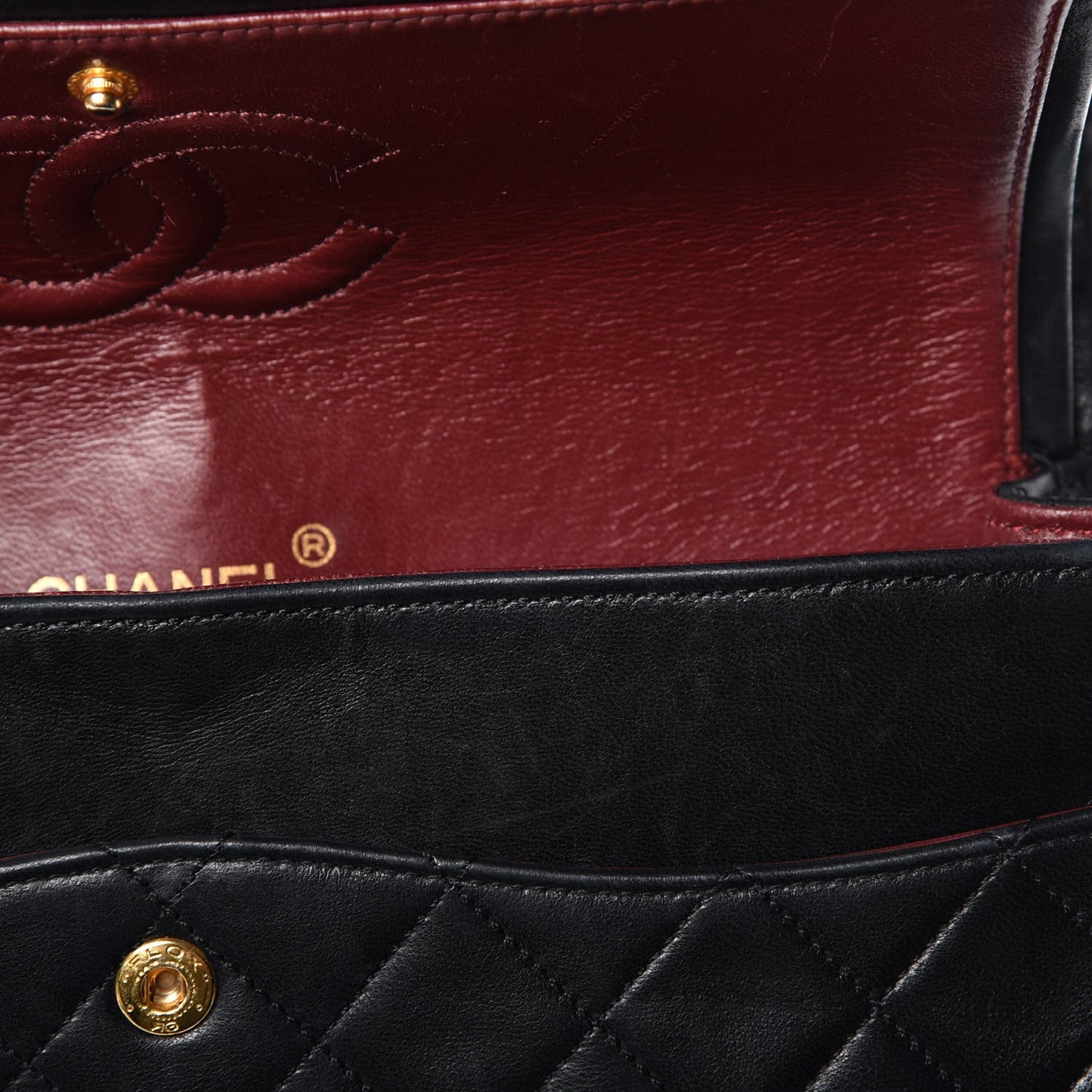 Lambskin Quilted Medium Double Flap Black