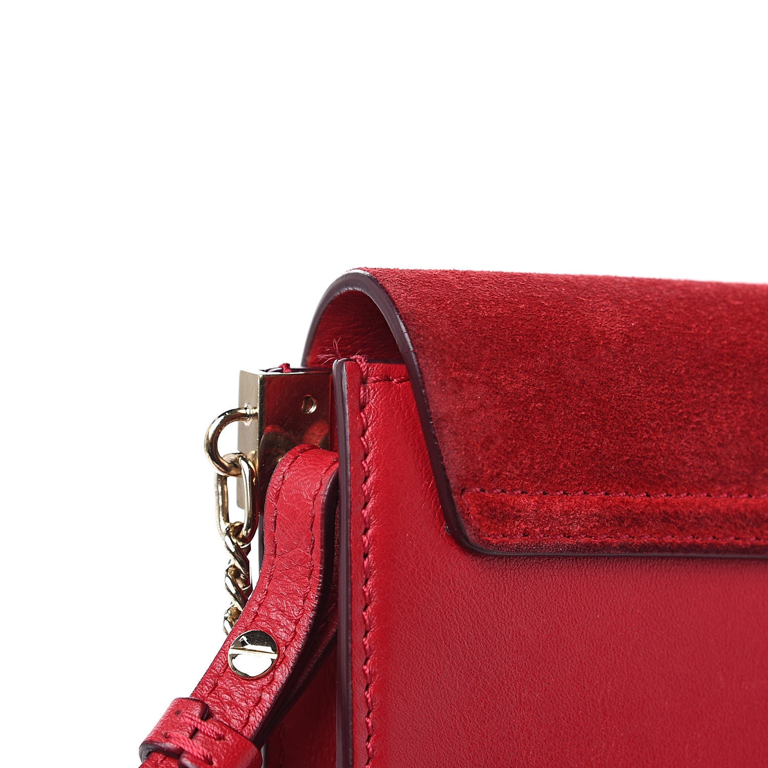 Chloe Suede Calfskin Mini Faye Shoulder Bag Tulip Red 13 of 13