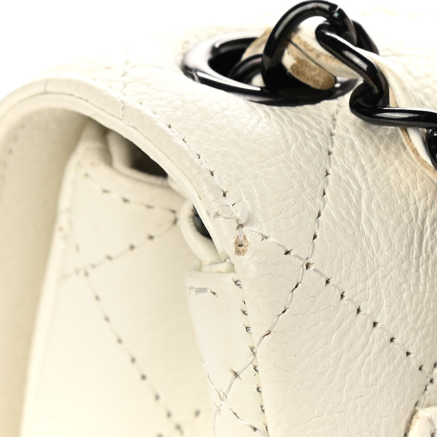 Chanel Crumpled Calfskin Quilted Mini Square Flap White 7 of 14