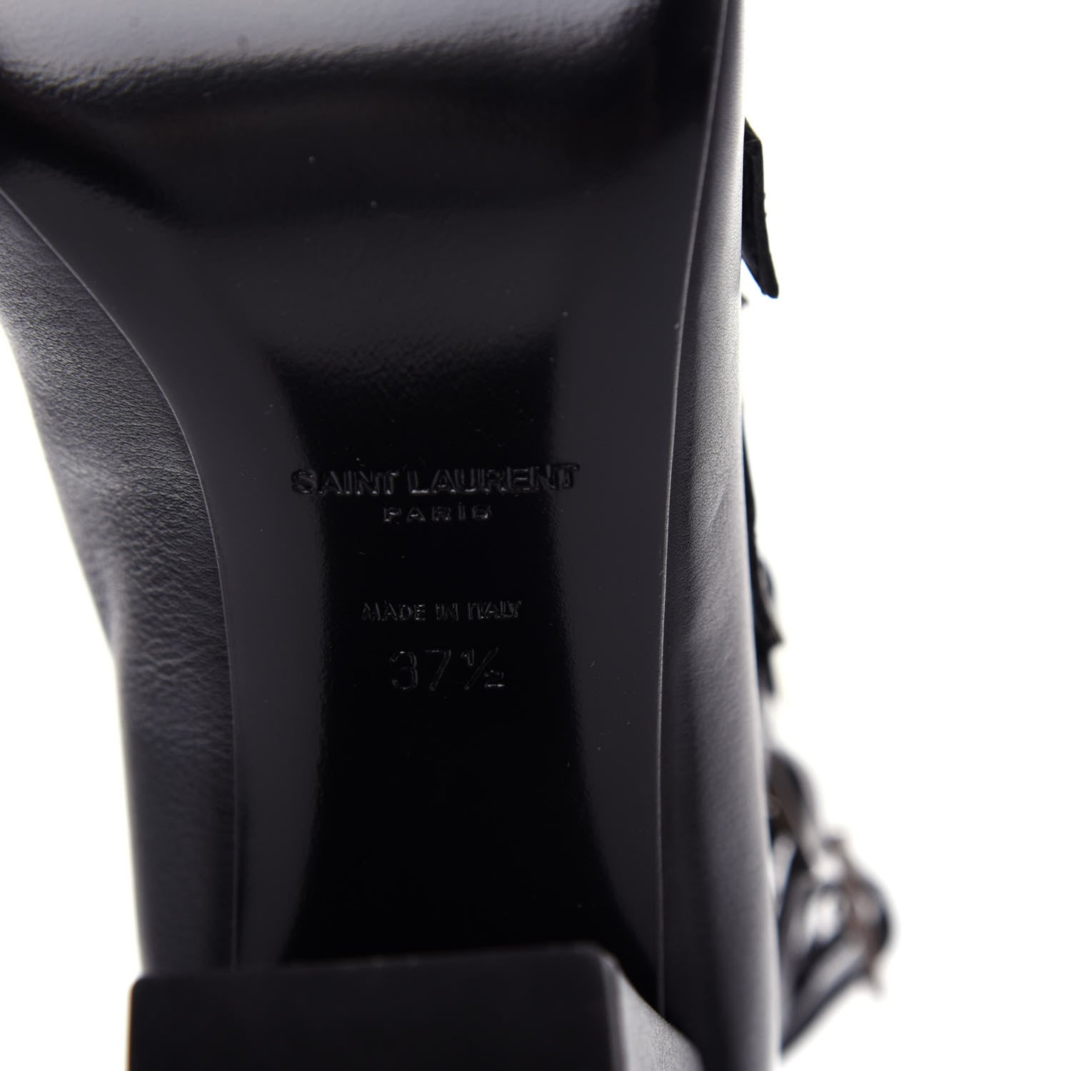 Saint Laurent Calfskin Babies 90 Multi Strap Sandal 37.5 Black 9 of 11