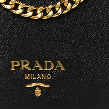 Prada Saffiano Chain Shoulder Bag Black 7 of 9