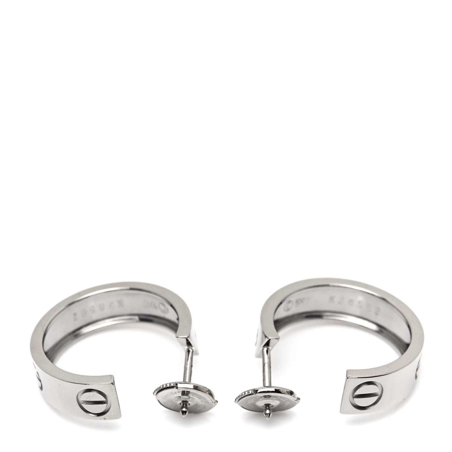 Cartier 18K White Gold 5.5mm LOVE Hoop Earrings 3 of 5