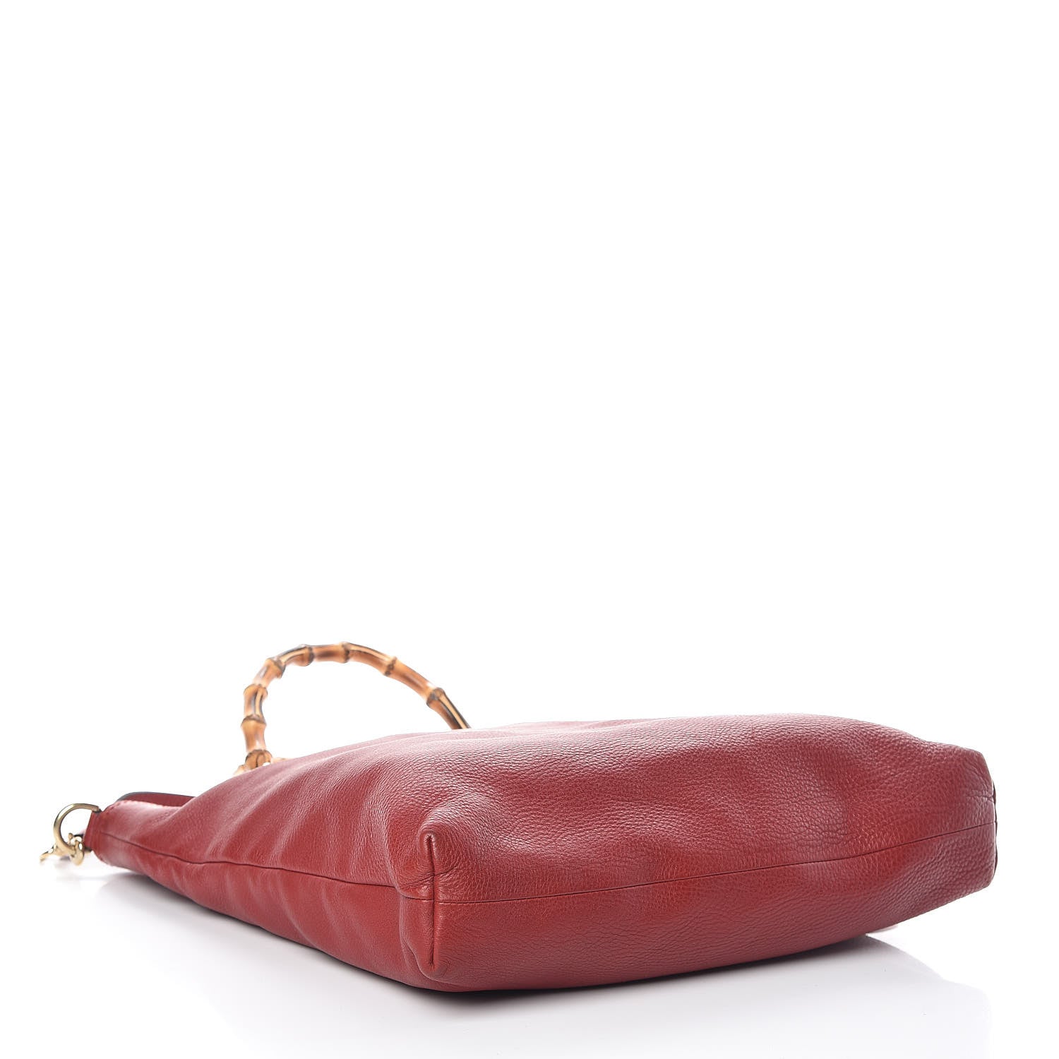 Gucci Pebbled Calfskin Bamboo Shopper Tote Red 6 of 13