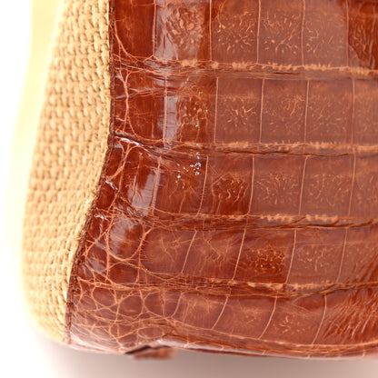 Nancy Gonzalez Linen Crocodile Tote Brown 13 of 13