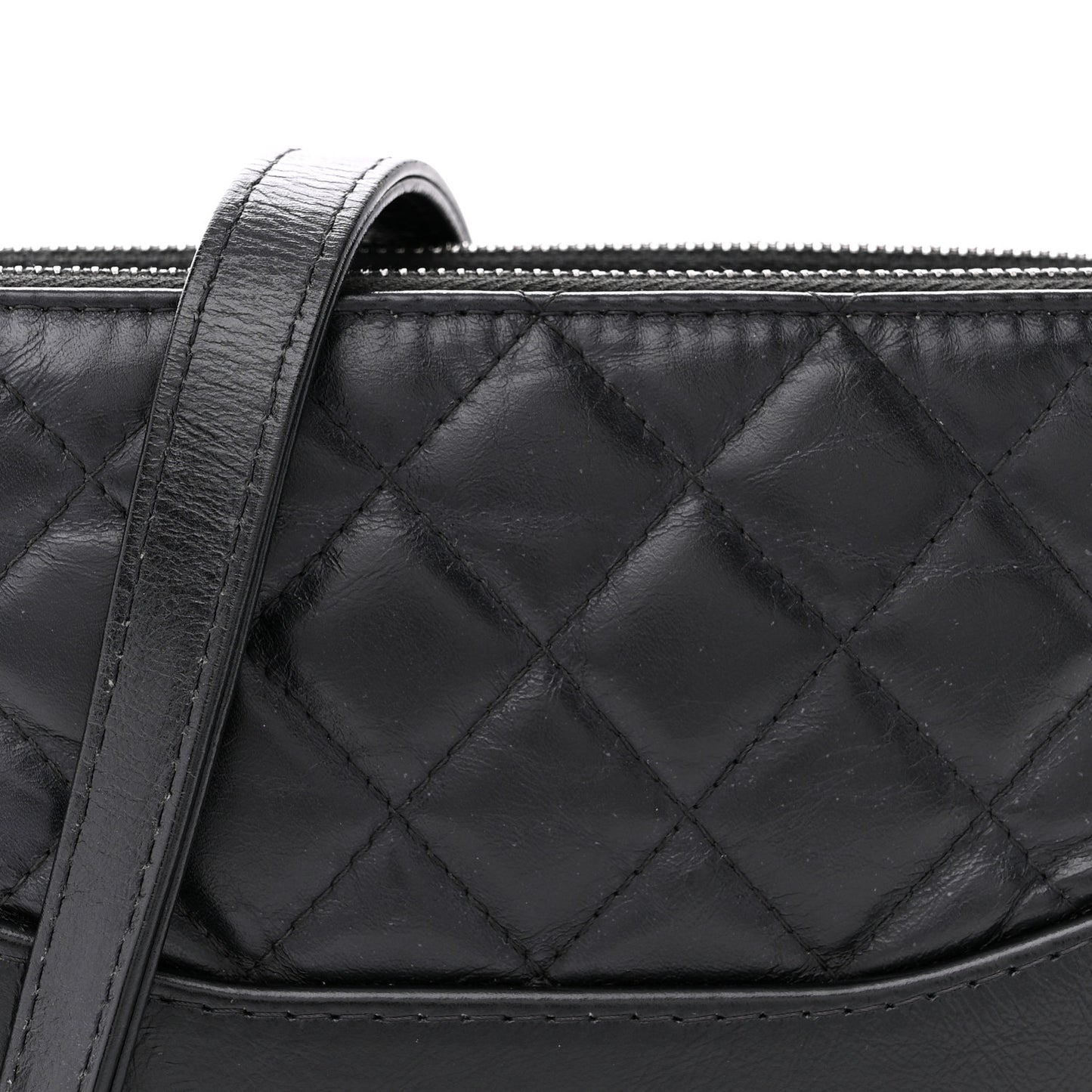 Aged Calfskin Quilted Small Gabrielle Clutch With Chain Black