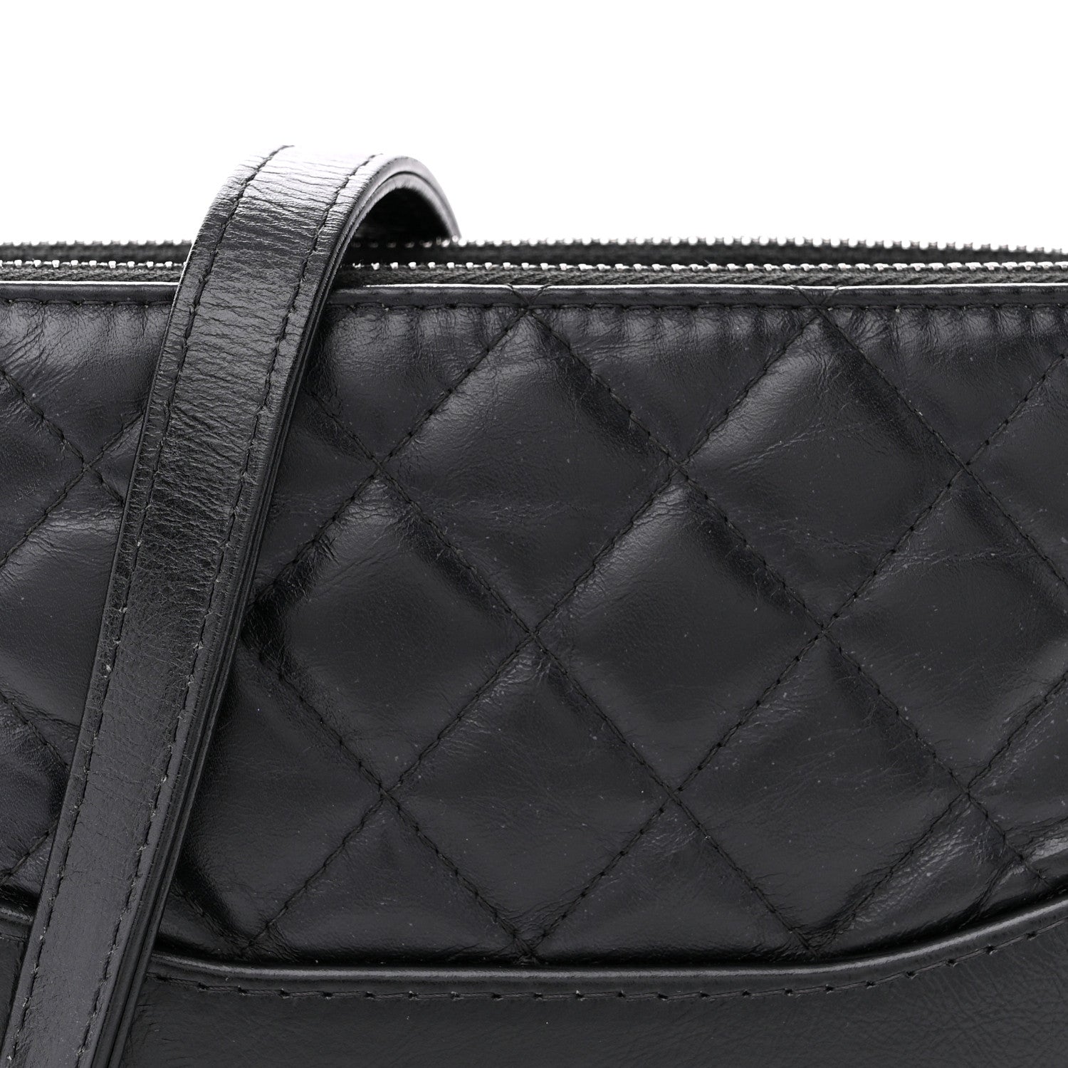 Chanel Aged Calfskin Quilted Small Gabrielle Clutch With Chain Black 9 of 13