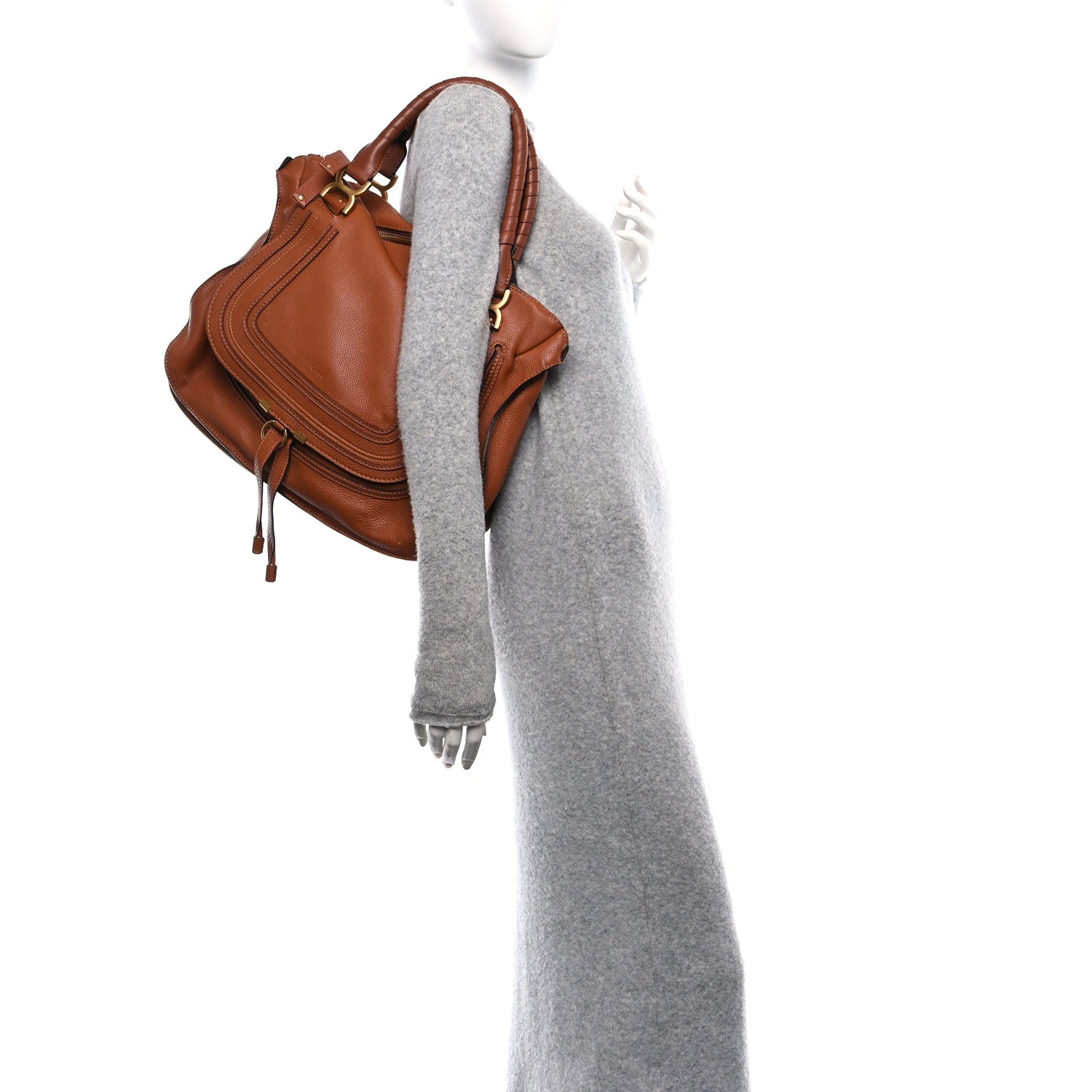 Chloe Calfskin Large Marcie Satchel Tan 2 of 13