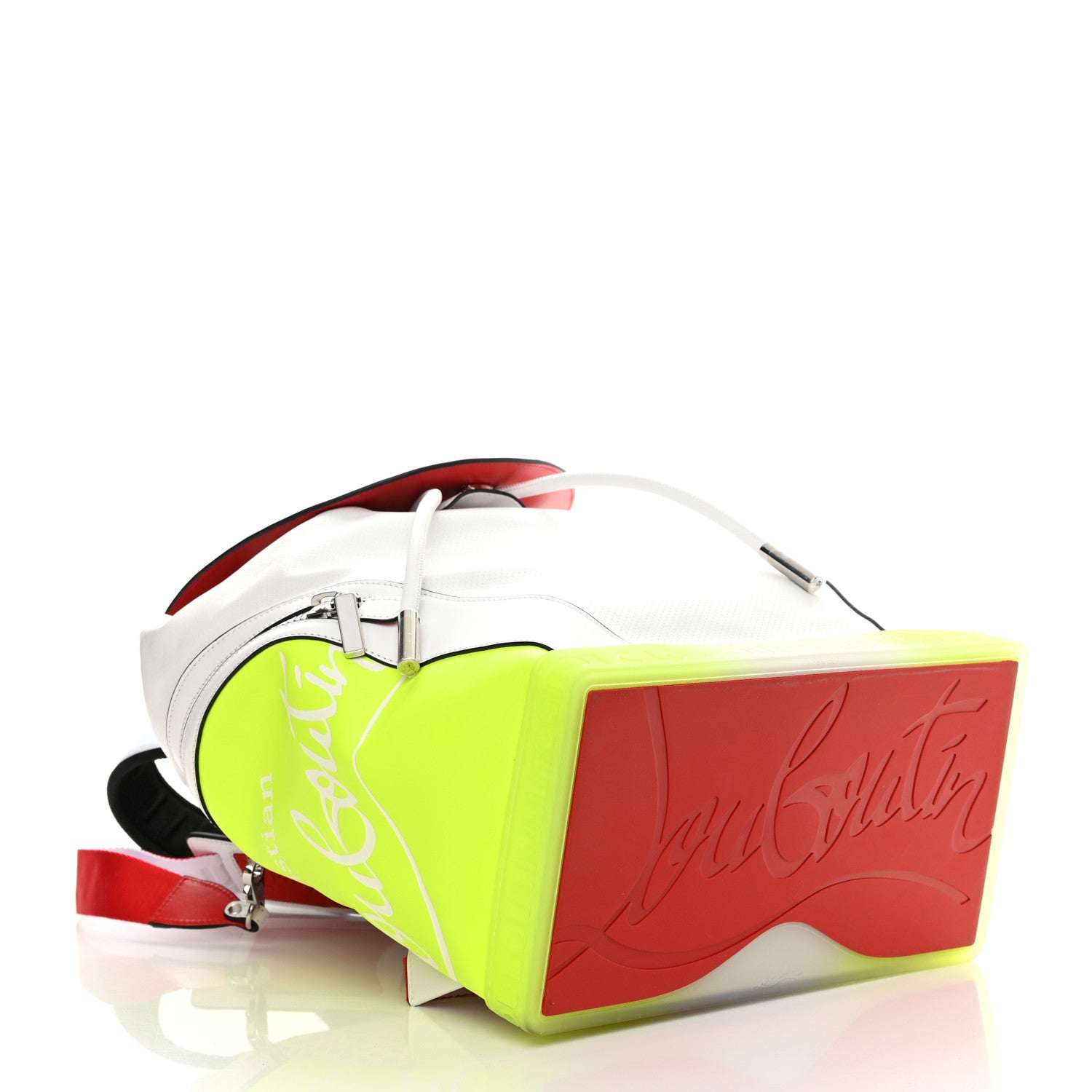 Christian Louboutin Calfskin Explorafunk Backpack Bianco Fluo Yellow 4 of 14