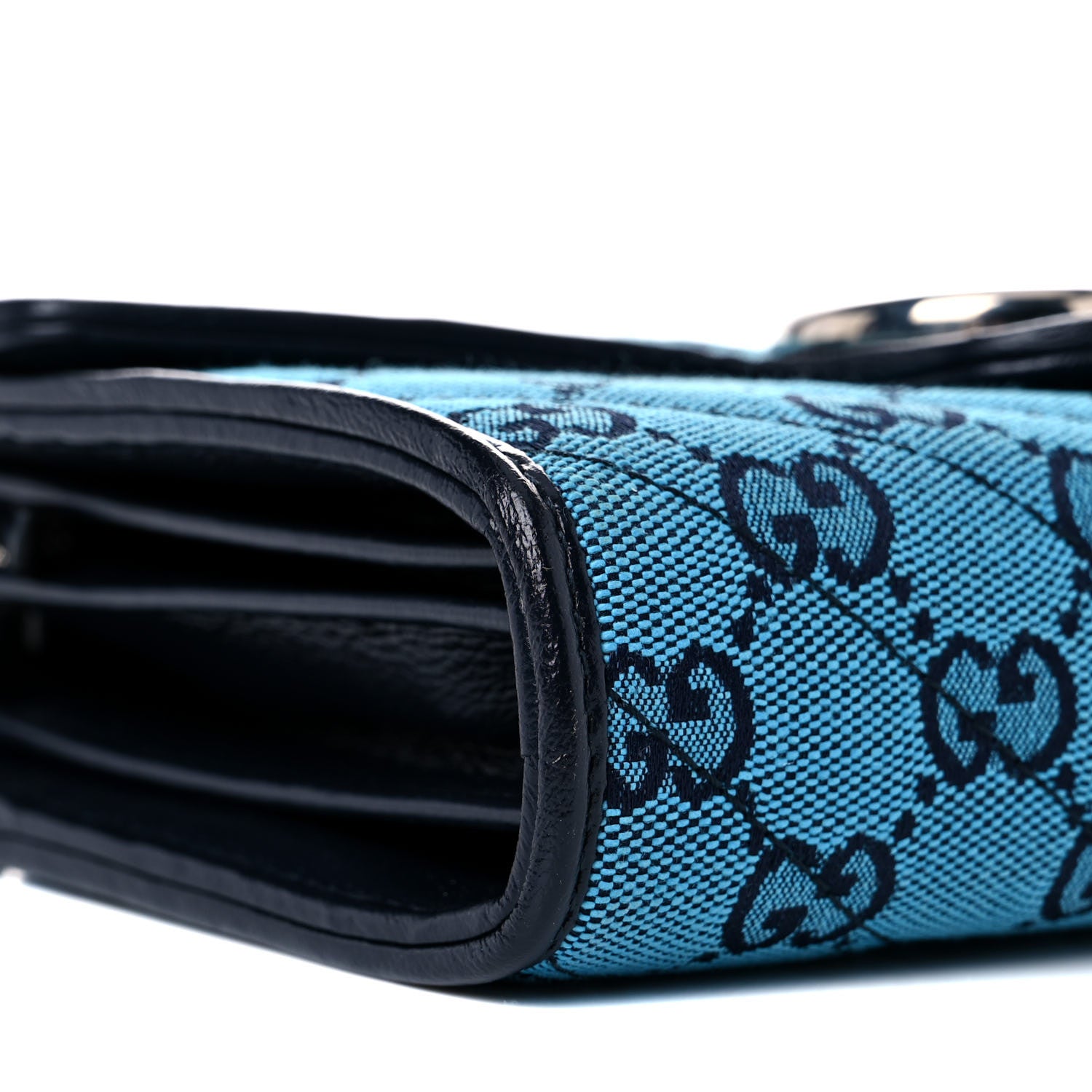 Gucci Monogram Multicolor Matelasse Diagonal GG Marmont Chain Wallet Light Blue 8 of 11