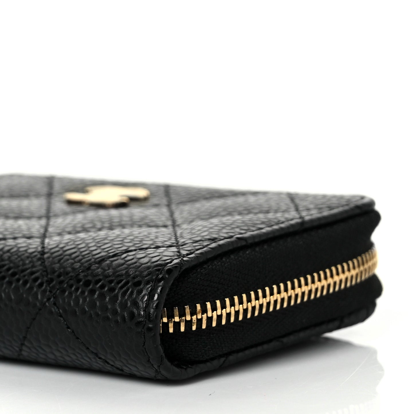 Caviar Quilted Zip Coin Purse Black