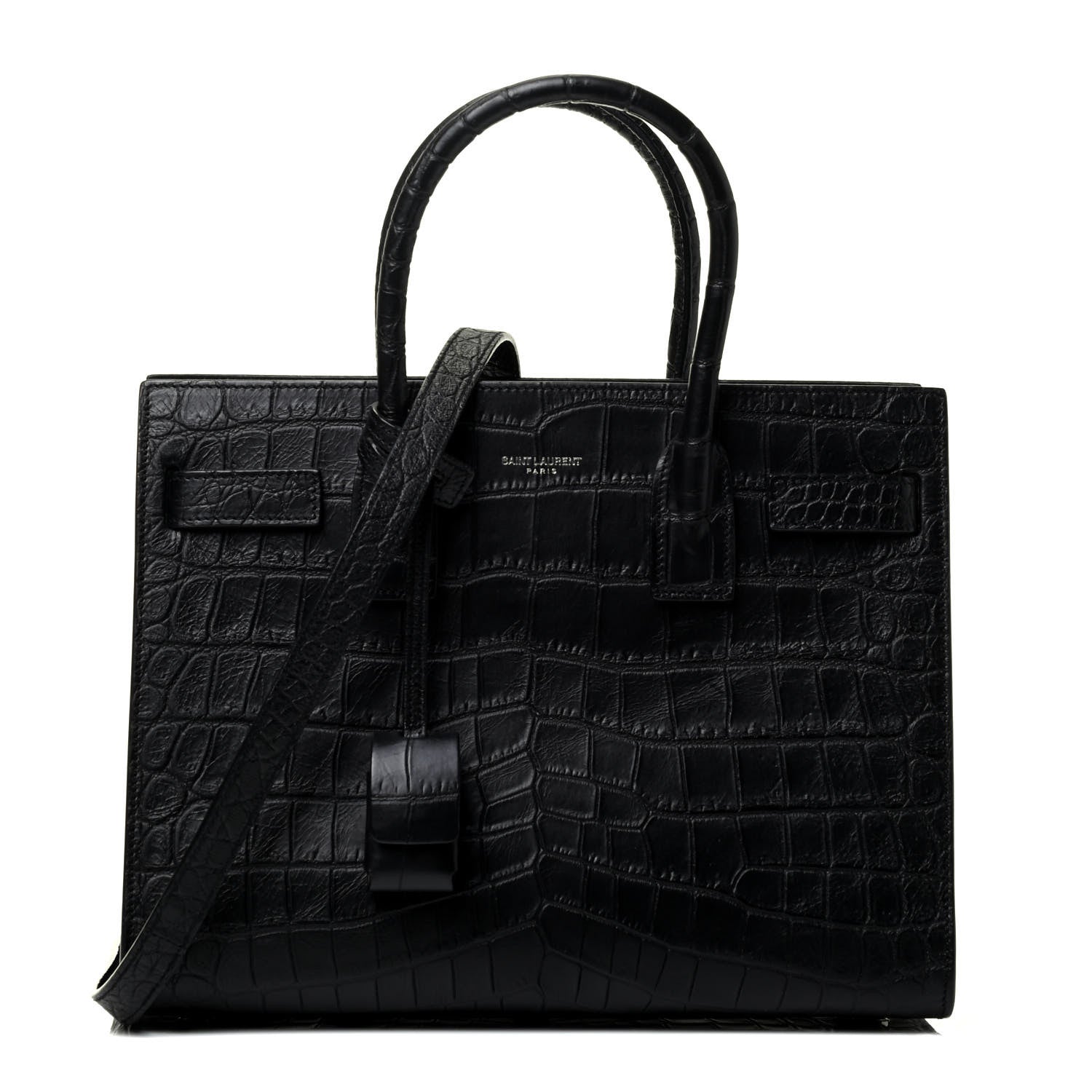 Saint Laurent Calfskin Crocodile Embossed Baby Sac De Jour Black 1 of 4
