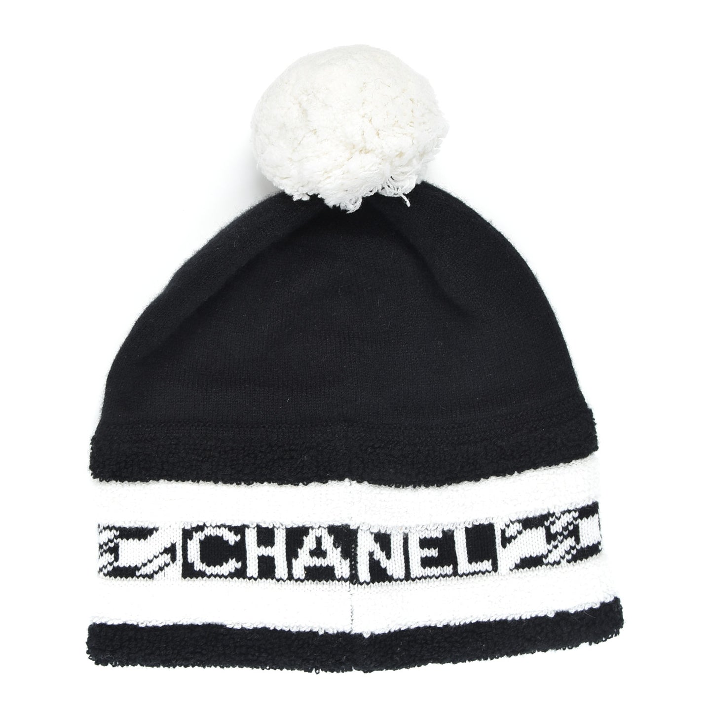 Cashmere CC Beanie Hat Ecru Black