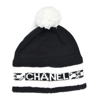 Chanel Cashmere CC Beanie Hat Ecru Black 3 of 4