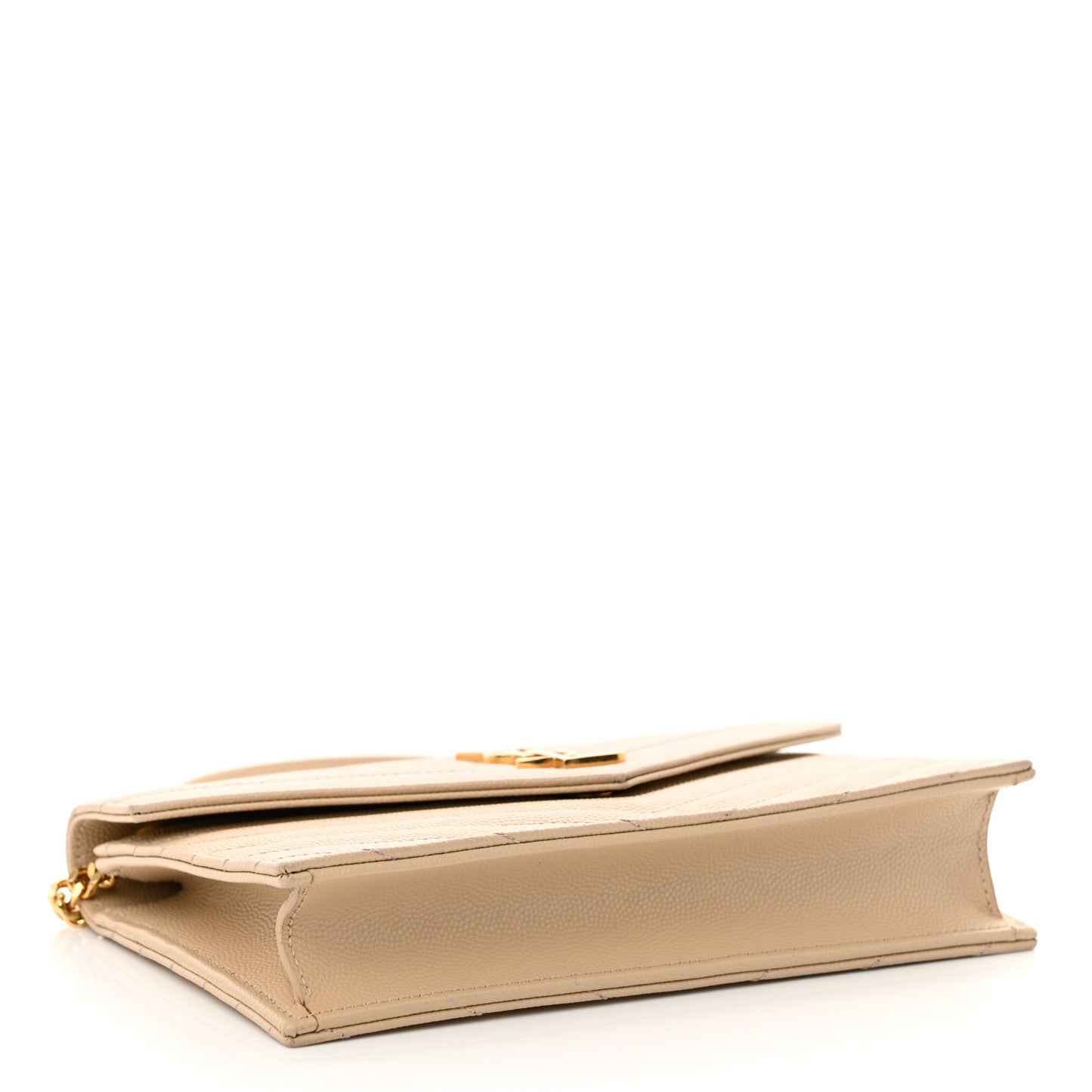 Grain De Poudre Matelasse Chevron Monogram Envelope Chain Wallet Nude Powder