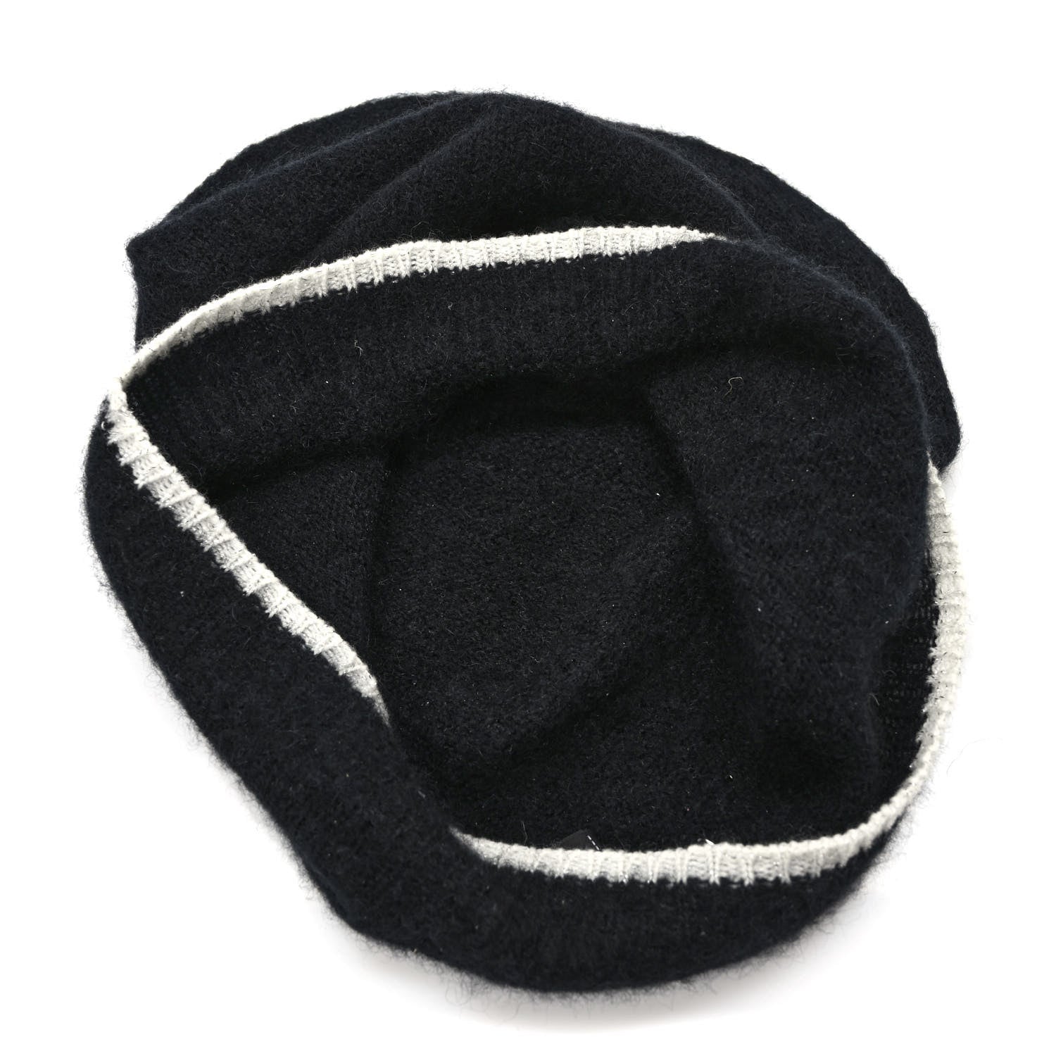 Chanel Cashmere Silk CC Beanie Hat Black White 4 of 6