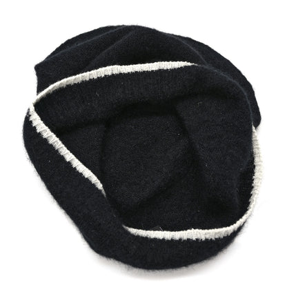 Chanel Cashmere Silk CC Beanie Hat Black White 4 of 6