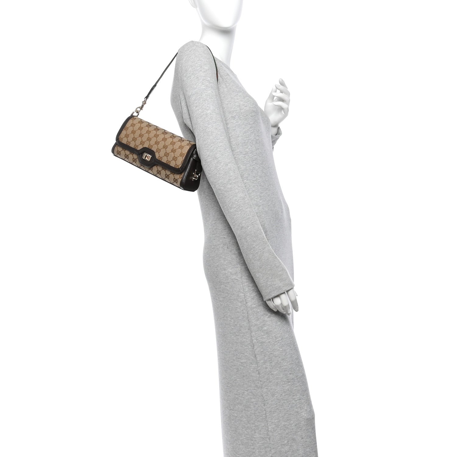Gucci GG Monogram Small Luce Shoulder Bag Beige Ebony 2 of 11