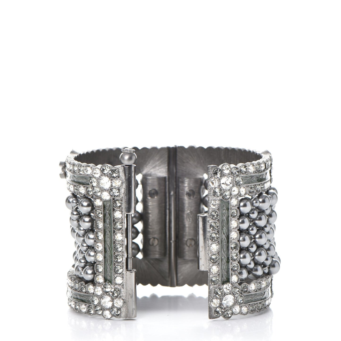 Ruthenium Beaded Crystal CC Wide Cuff