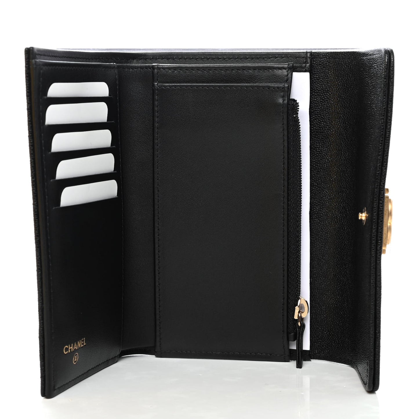 Caviar Quilted Medium Boy Flap Wallet Black