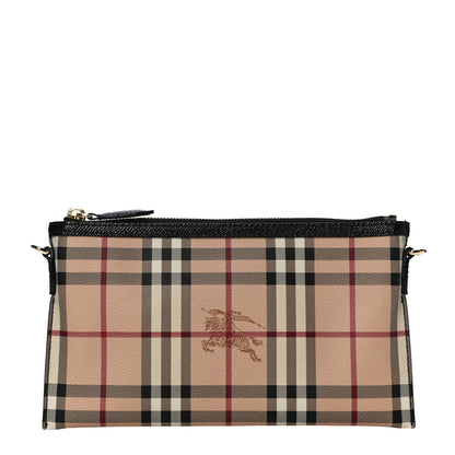 Burberry Haymarket Check Small Peyton Crossbody Clutch Bag Black 1 of 12