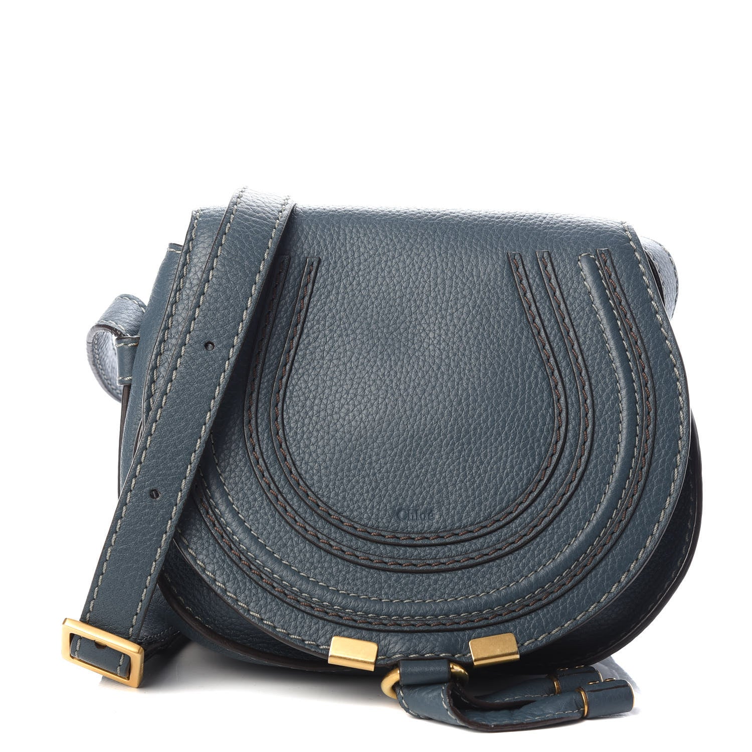 Chloe Calfskin Mini Marcie Round Crossbody Bag Teal 1 of 9