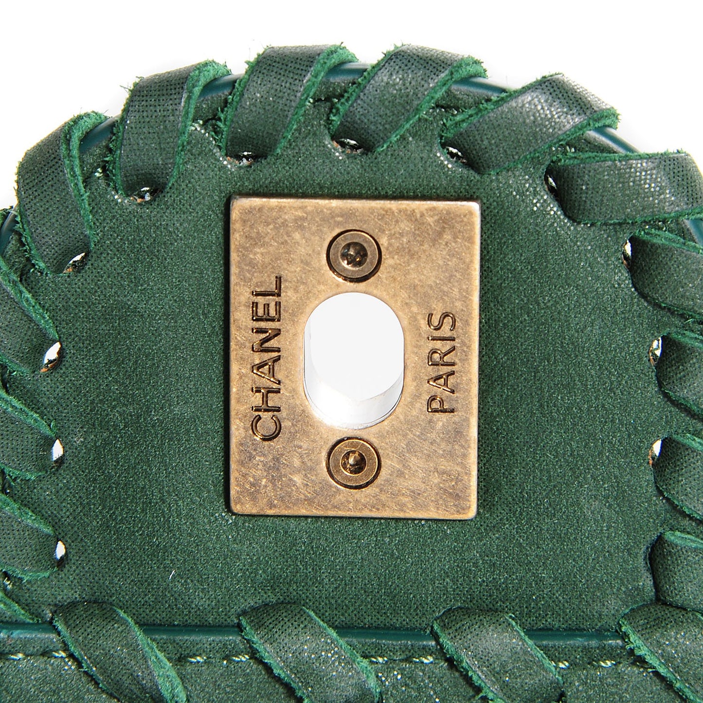 Metallic Suede Calfskin Small Happy Stitch Flap Green