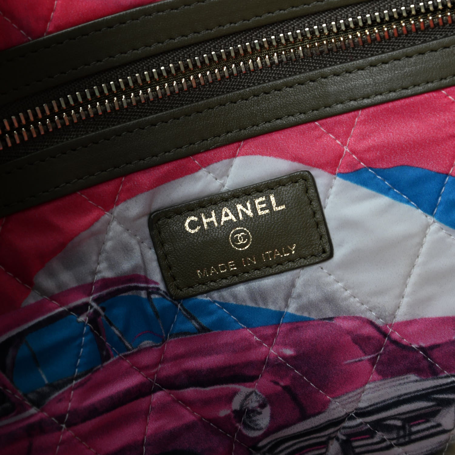 Chanel Lambskin Quilted Medium Cuba Cosmetic Case Khaki 6 of 8