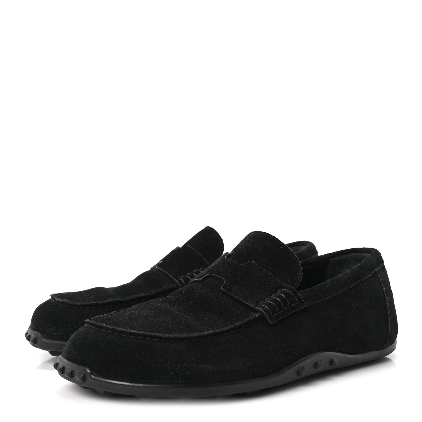 Suede Calfskin Womens Lazy Loafers 38.5 Black