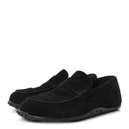 Hermes Suede Calfskin Womens Lazy Loafers 38.5 Black 4 of 10