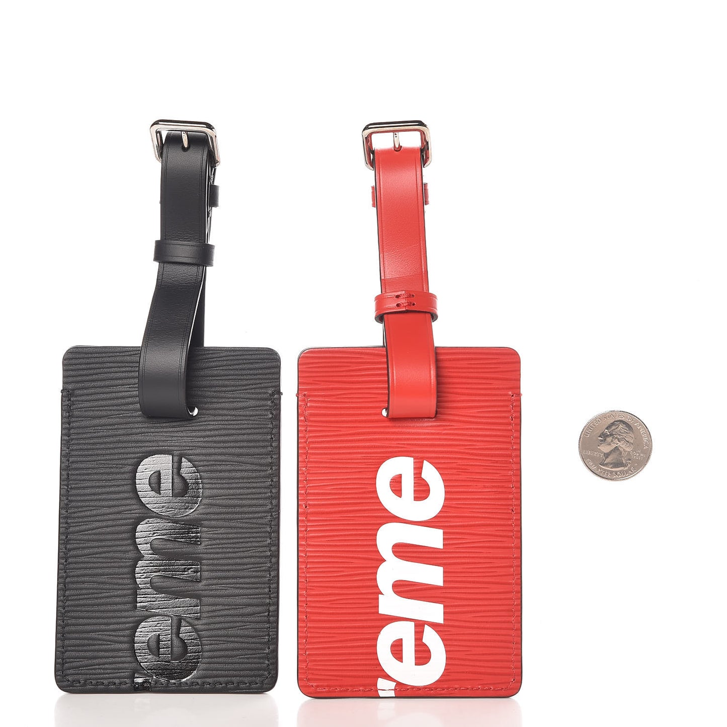 X SUPREME Epi Luggage Tag Set Black Red