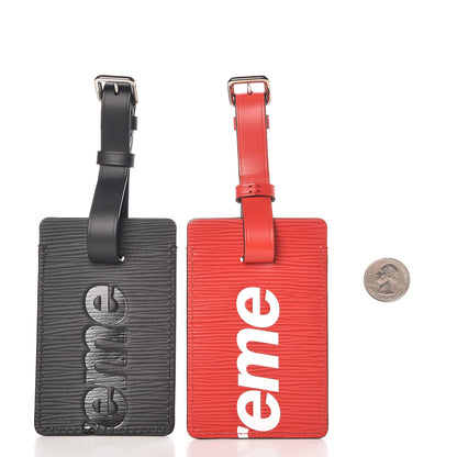 Louis Vuitton X SUPREME Epi Luggage Tag Set Black Red 2 of 5
