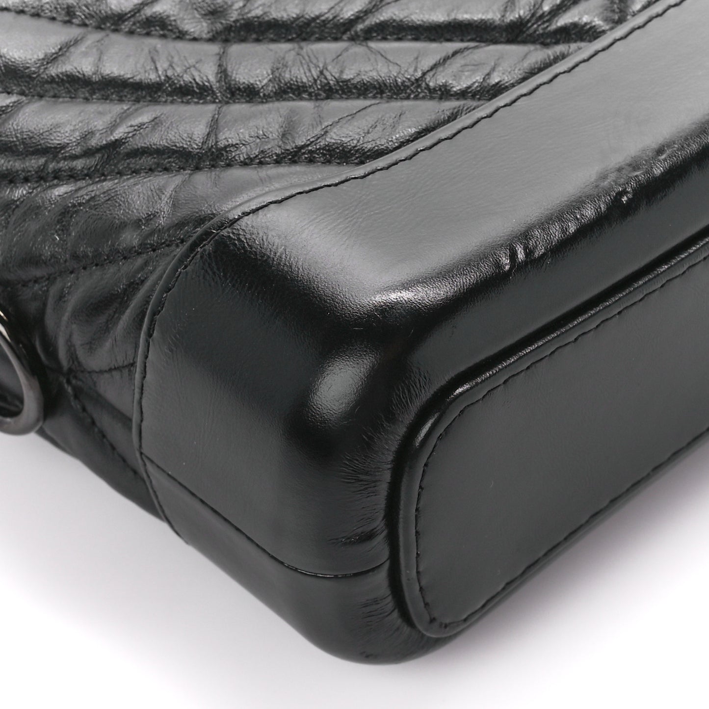 Aged Calfskin Chevron Quilted Small Gabrielle Hobo So Black