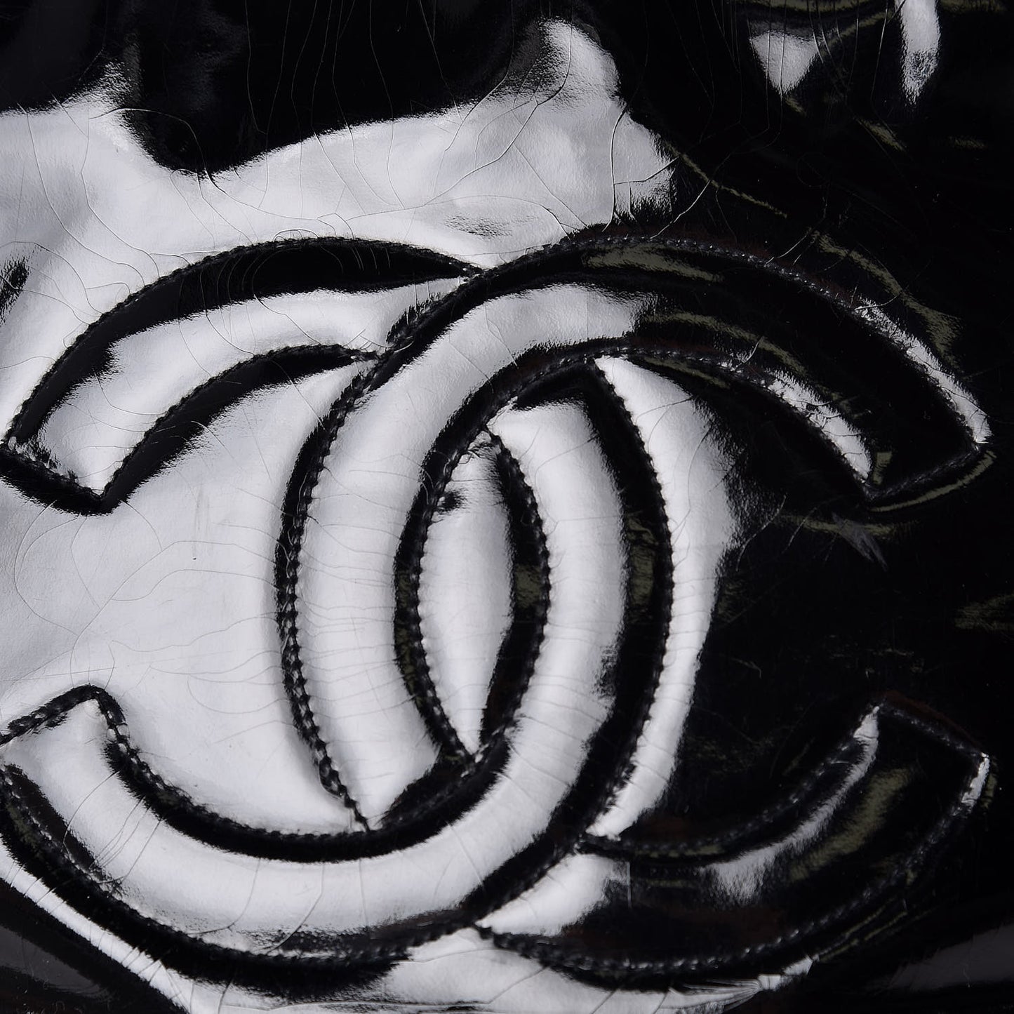 Patent CC Shoulder Bag Black