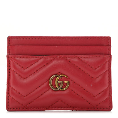 Gucci Calfskin Matelasse GG Marmont Card Holder Hibiscus Red 1 of 6