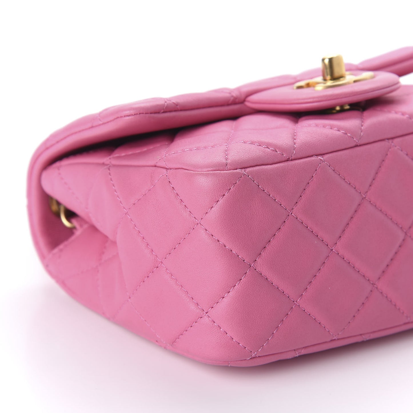 Lambskin Quilted Mini Pearl Crush Flap Pink