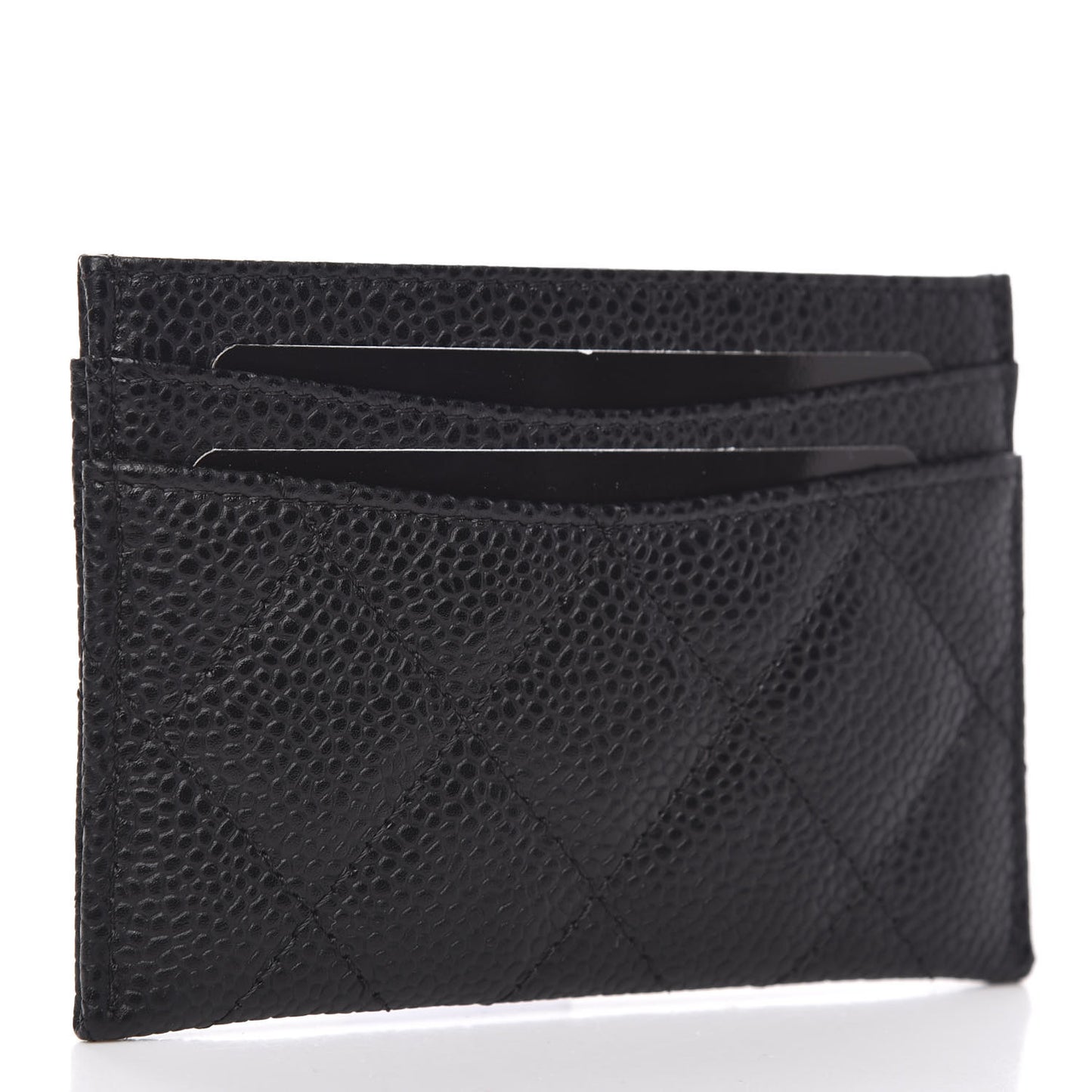 Caviar Quilted Card Holder Black