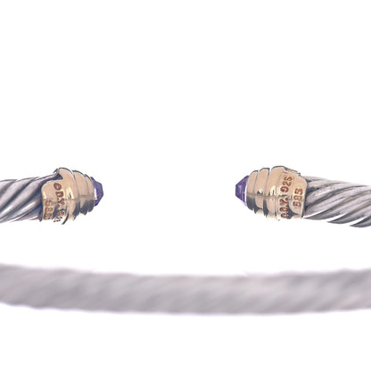 David Yurman Sterling Silver 14K Yellow Gold Amethyst 5mm Cable Classics Petite Color Bracelet 4 of 4