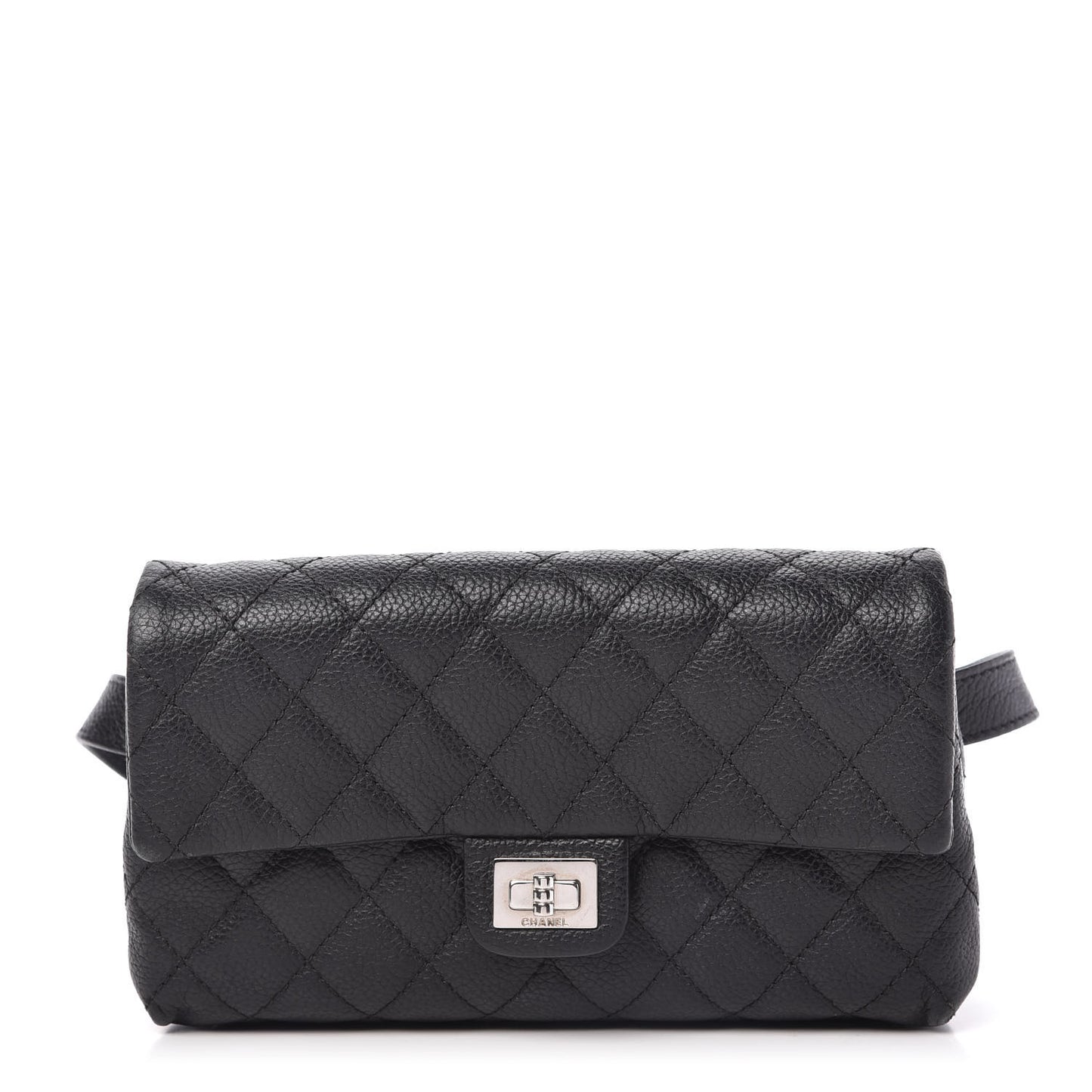 Grained Calfskin Quilted 2.55 Reissue Flap Belt Bag Clutch Black