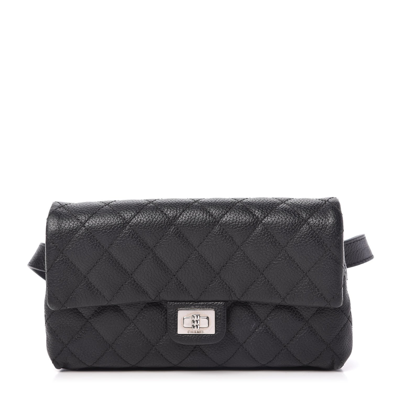 Chanel Grained Calfskin Quilted 2.55 Reissue Flap Belt Bag Clutch Black 1 of 10