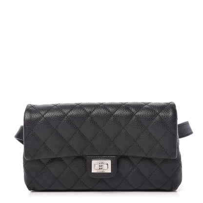 Chanel Grained Calfskin Quilted 2.55 Reissue Flap Belt Bag Clutch Black 1 of 10