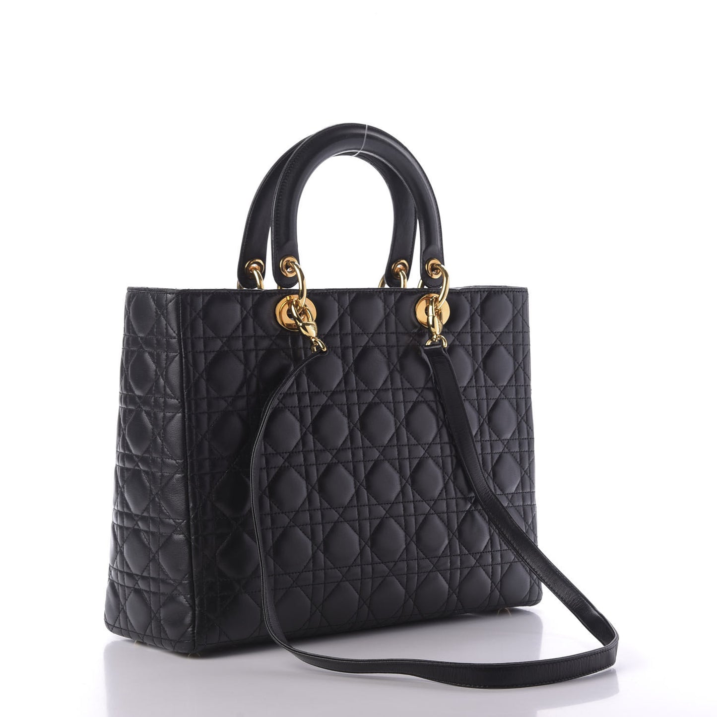 Lambskin Cannage Large Lady Dior Black