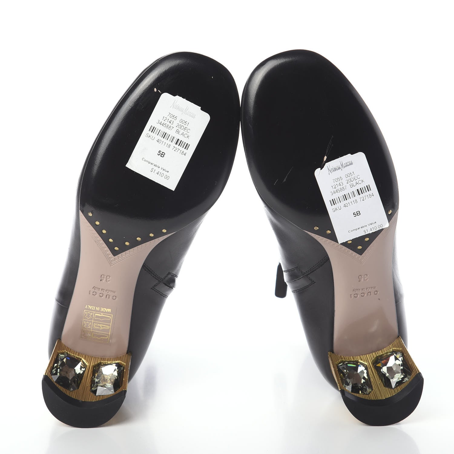 Gucci Calfskin Diamond Heel Ankle Boots 35 Black 7 of 7