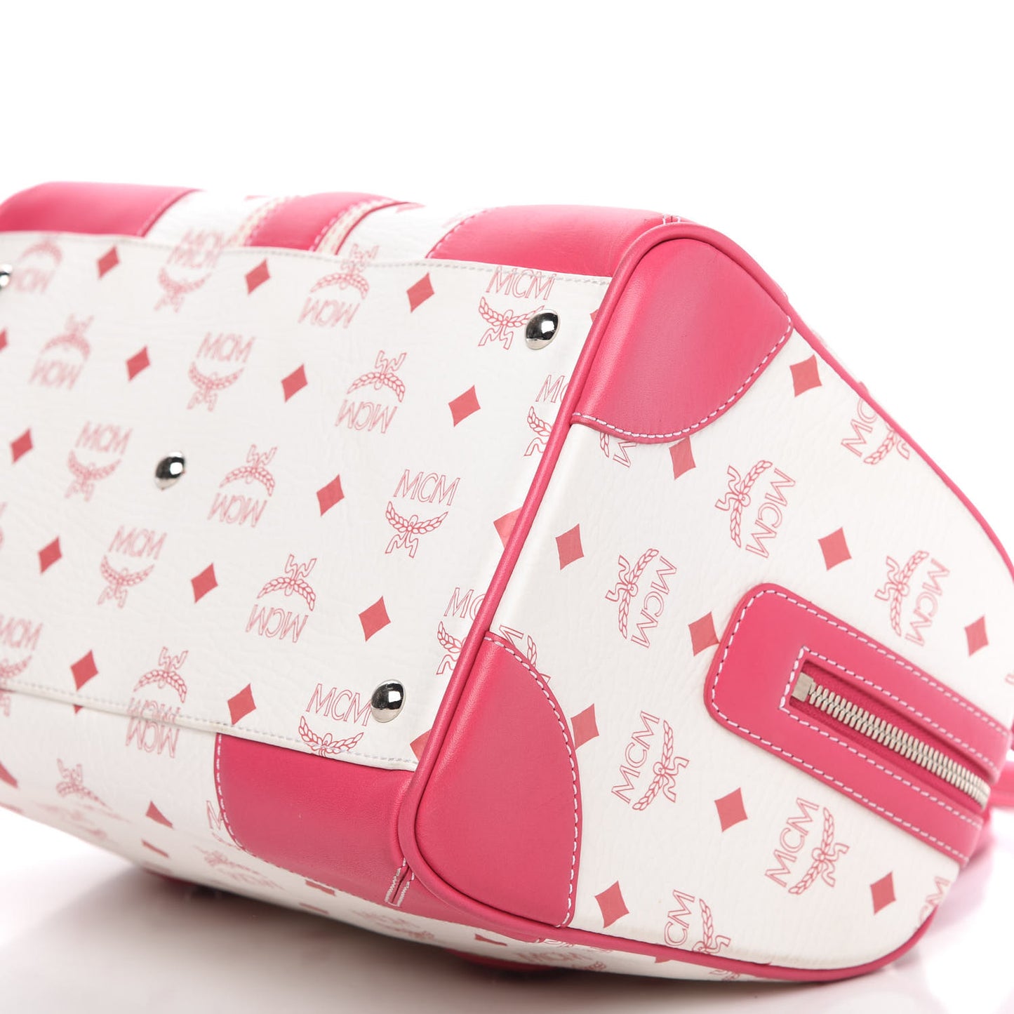 Visetos Medium Boston Bag Pink White