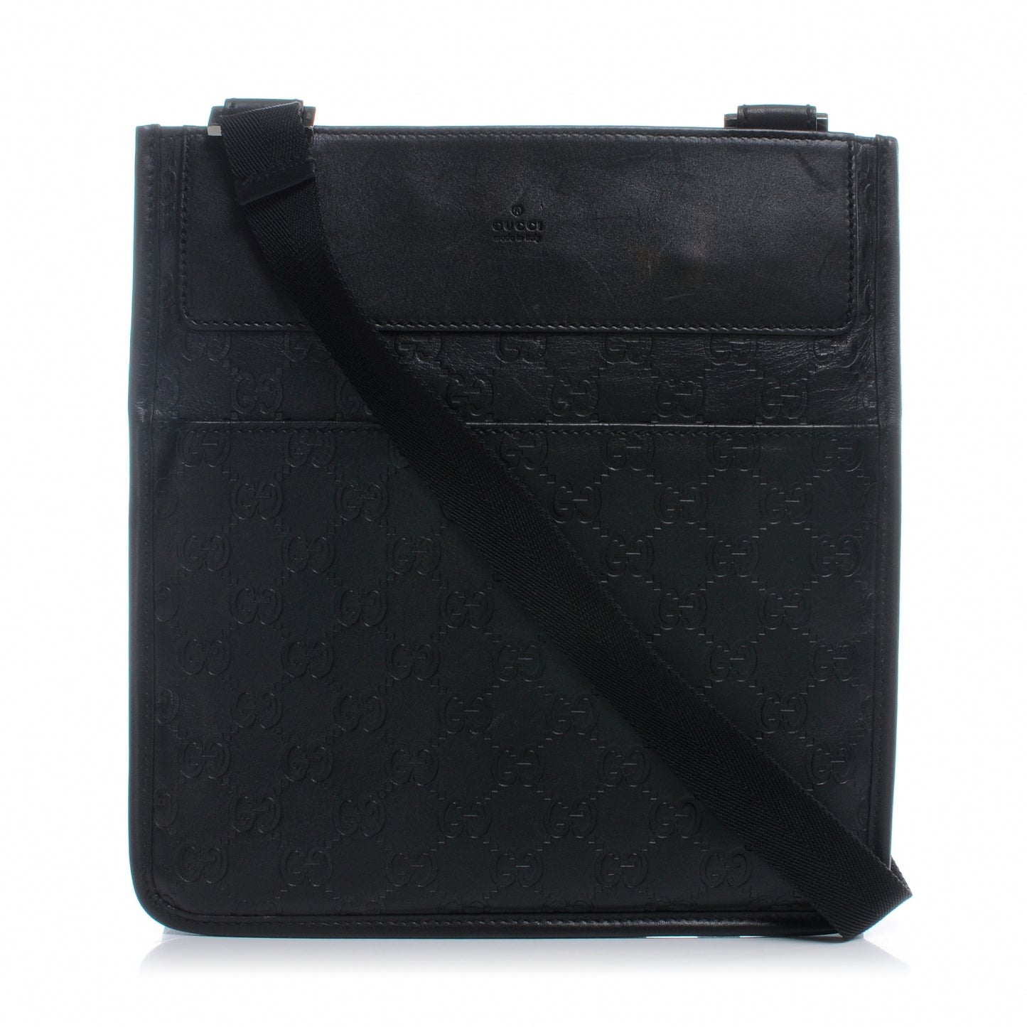 Guccissima Flat Messenger Bag Black