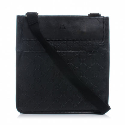 Gucci Guccissima Flat Messenger Bag Black 1 of 8