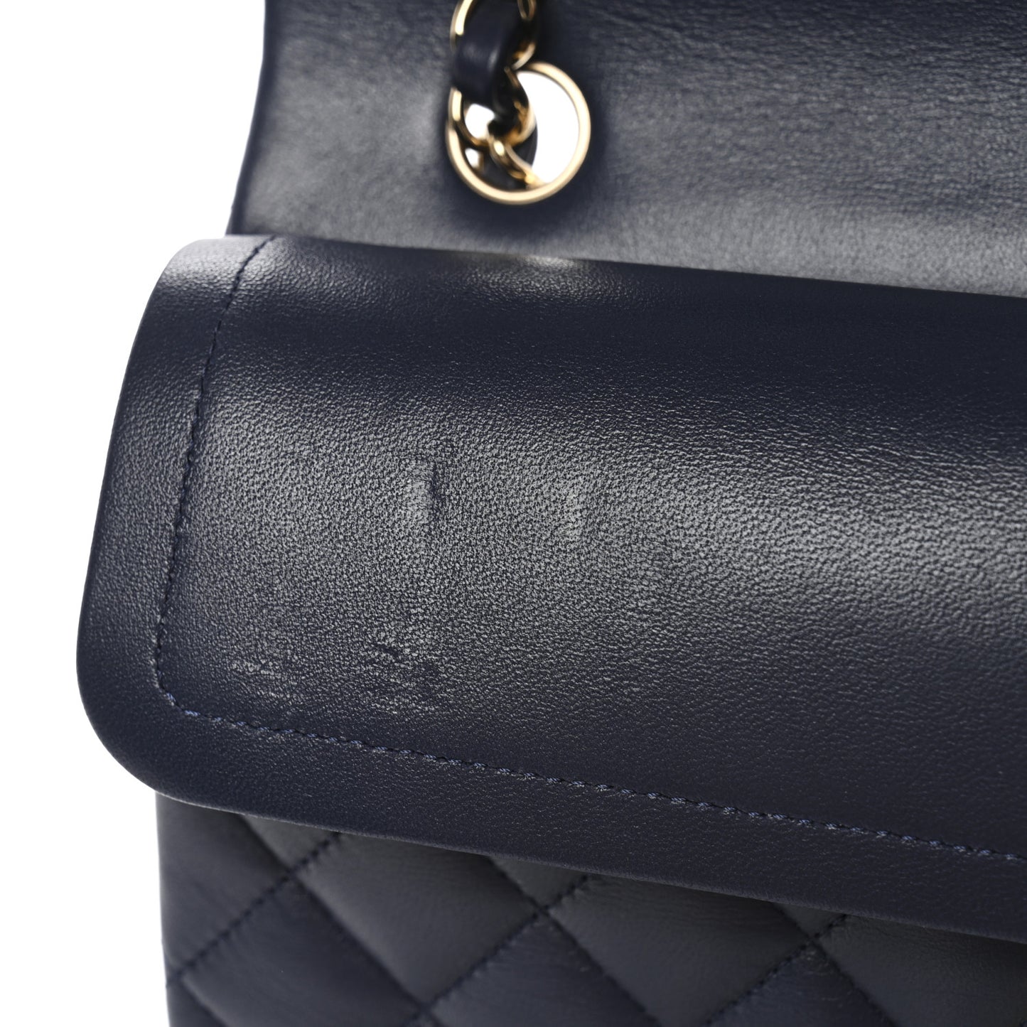 Lambskin Quilted Small Double Flap Dark Blue