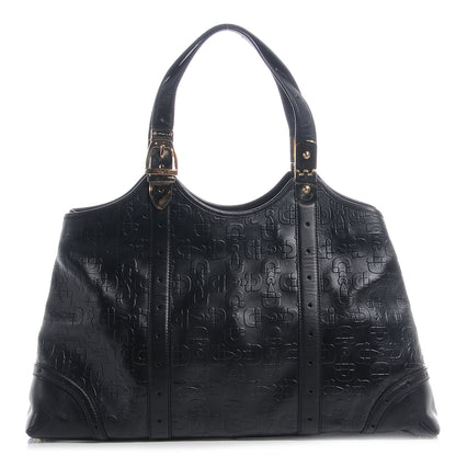 Gucci Calfskin Horsebit Embossed Large Shoulder Bag Black 1 of 8