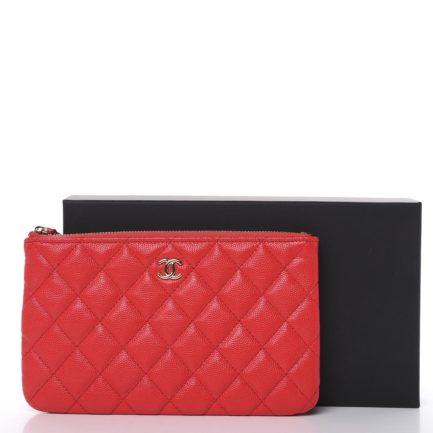 Chanel Shiny Caviar Quilted Cosmetic Case Red 8 of 8