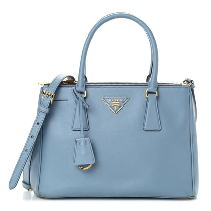 Prada Saffiano Small Galleria Double Zip Tote Aviazione 1 of 6