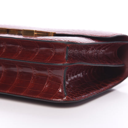 Hermes Shiny Niloticus Crocodile Lizard Marquette Constance 24 Rouge H 18 of 22